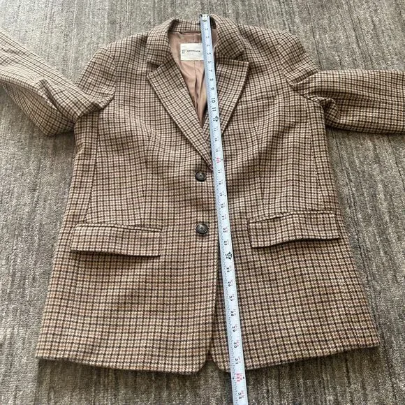 Everlane The Oversized Blazer in Camel Houndstooth, Wool Blend, Size 8 - Picture 6 of 11